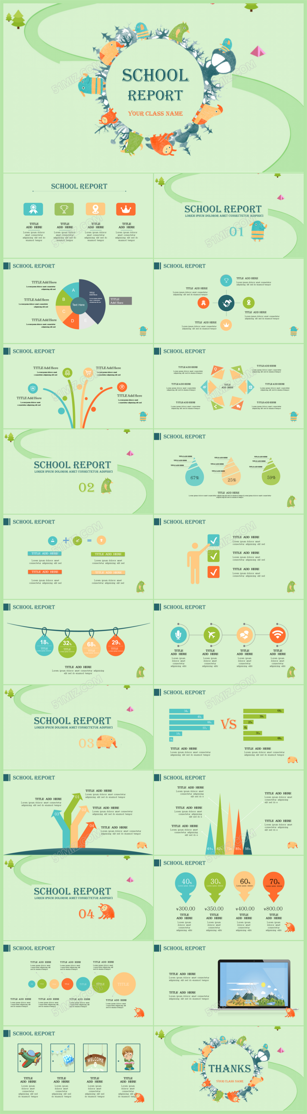 英文卡通PPT模板
