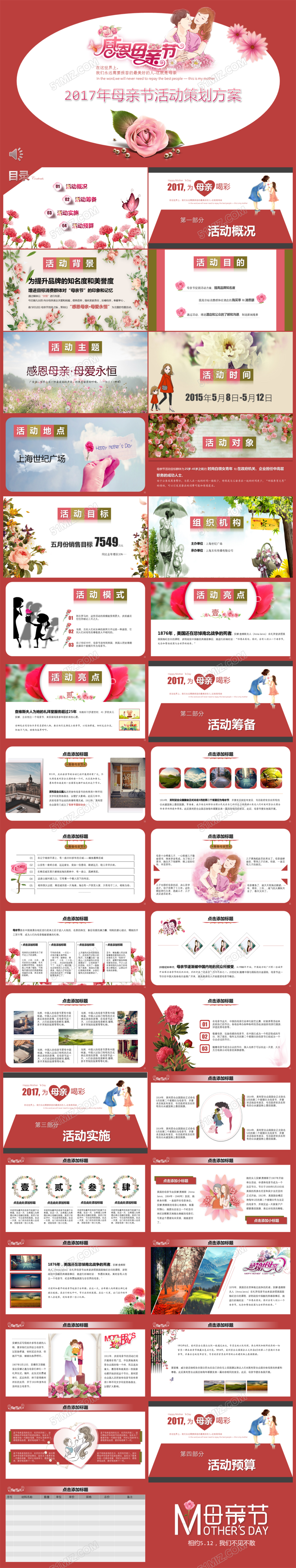 2017年感恩母亲节活动PPT模板下载