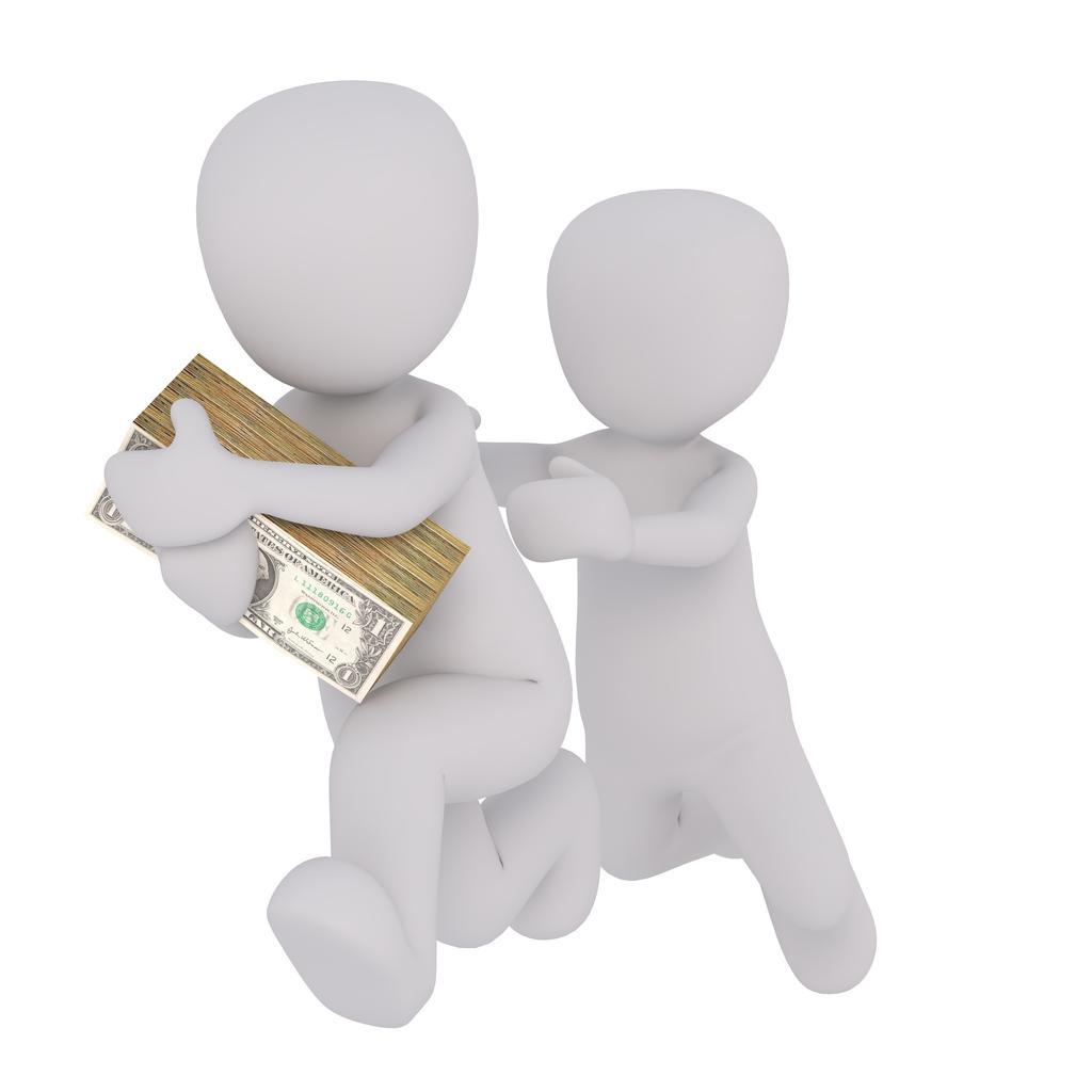 黄白人物3D两个人在争抢金钱金融交易背景图片