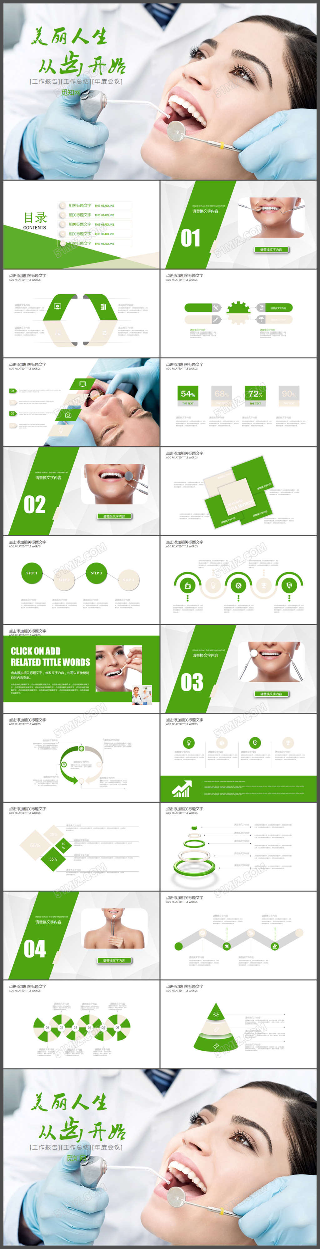 绿色口腔护理美丽人生从齿开始PPT模版