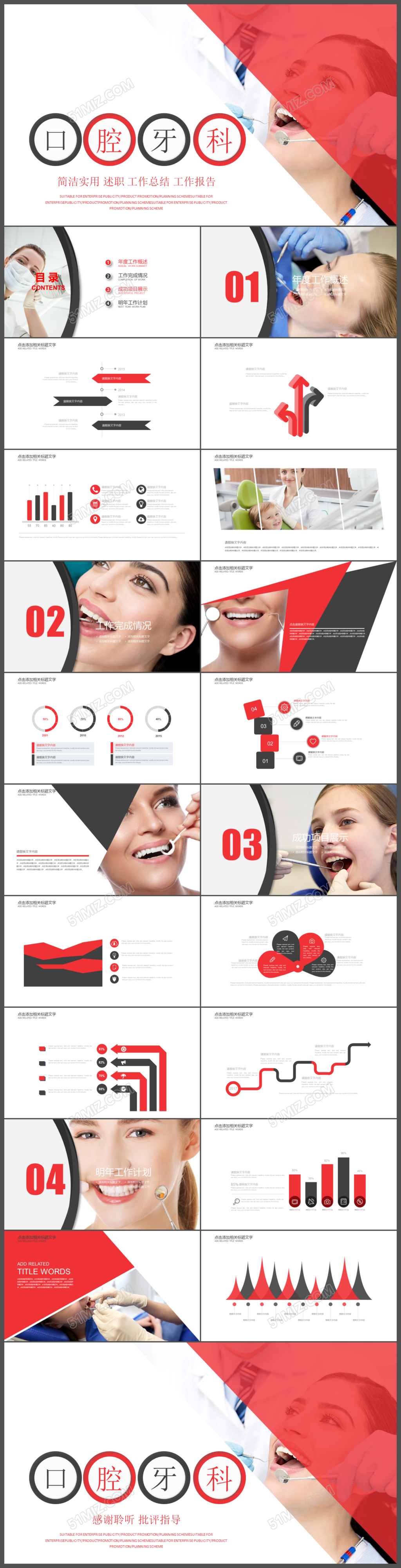 扁平人物口腔护理牙科PPT模版