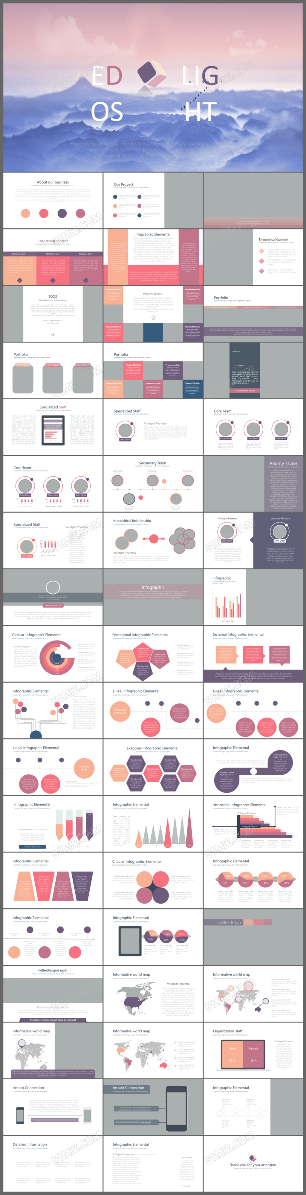 时尚色彩杂志风大气欧美商务ppt模板
