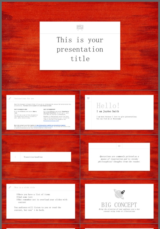  红色木纹简约欧美商务通用企业简介ppt模板