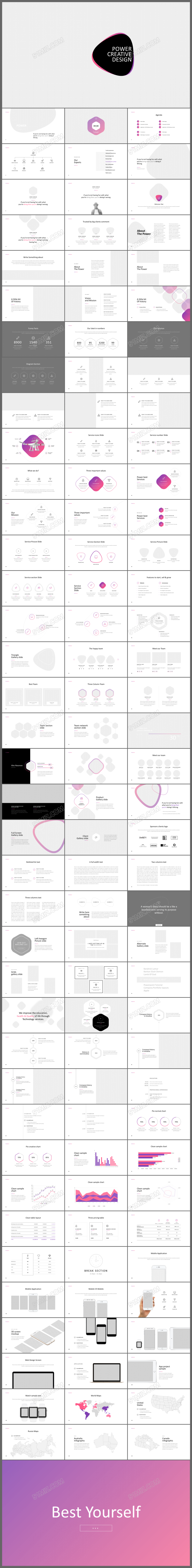 素雅灰简约图文排版商务通用ppt模板