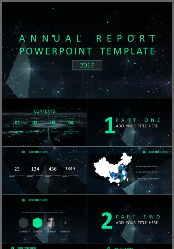 2017星空炫酷创意商务工作汇报PPT模板