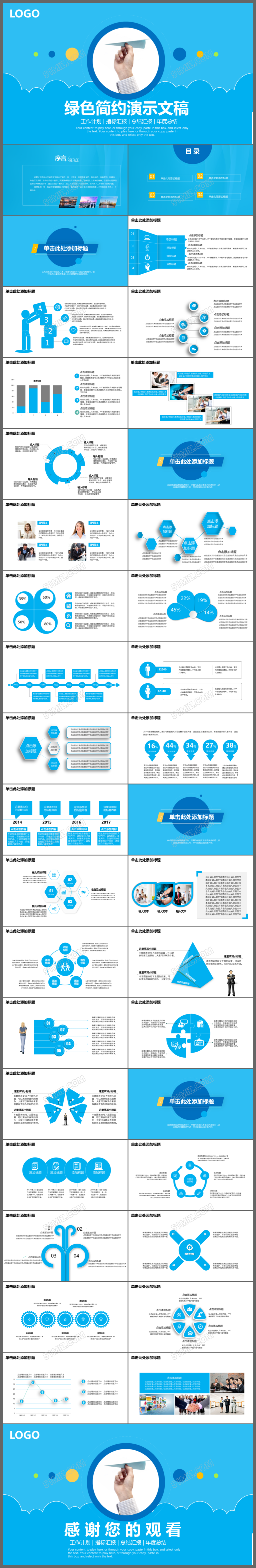 绿色简约工作汇报年度总结ppt模板