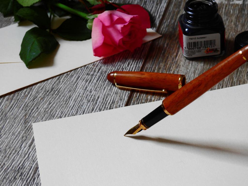 信件 纸 给 填料 钢笔 写作器具 书写工具 墨 花 玫瑰