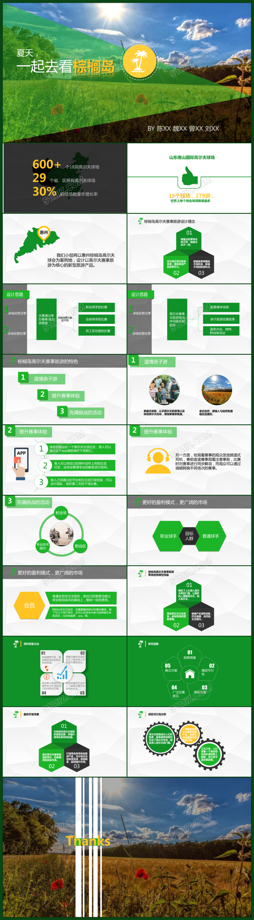 高尔夫球场旅游赛事通用ppt模板下载