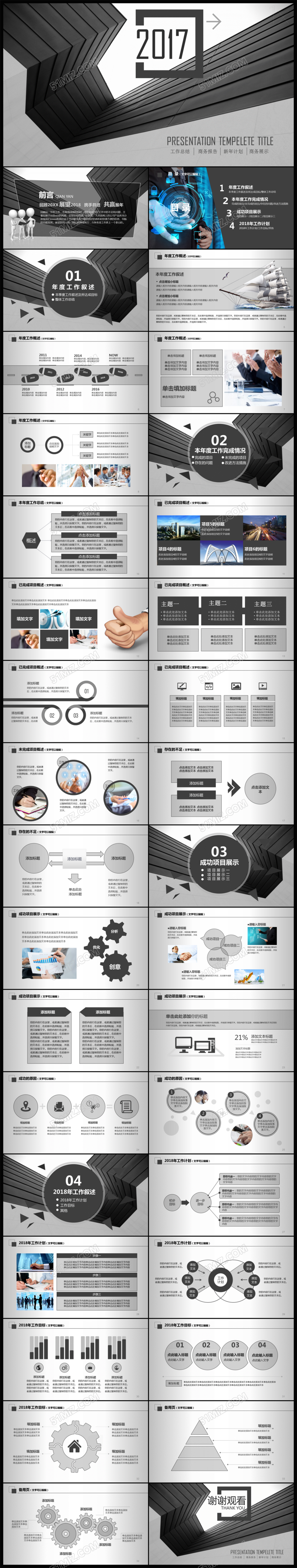 2017年工作项目年度总结报告PPT模板下载