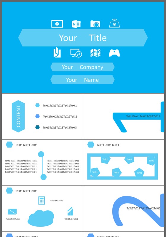 蓝色简约商务通用企业宣传简介总结汇报PPT模版

