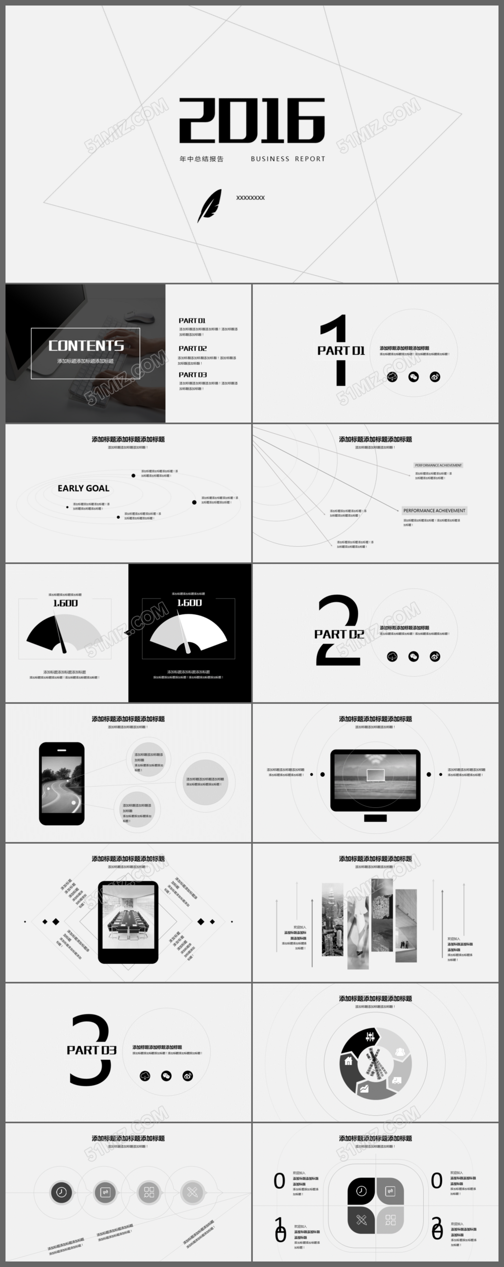 简约线条商务汇报工作报告述职计划通用ppt模板