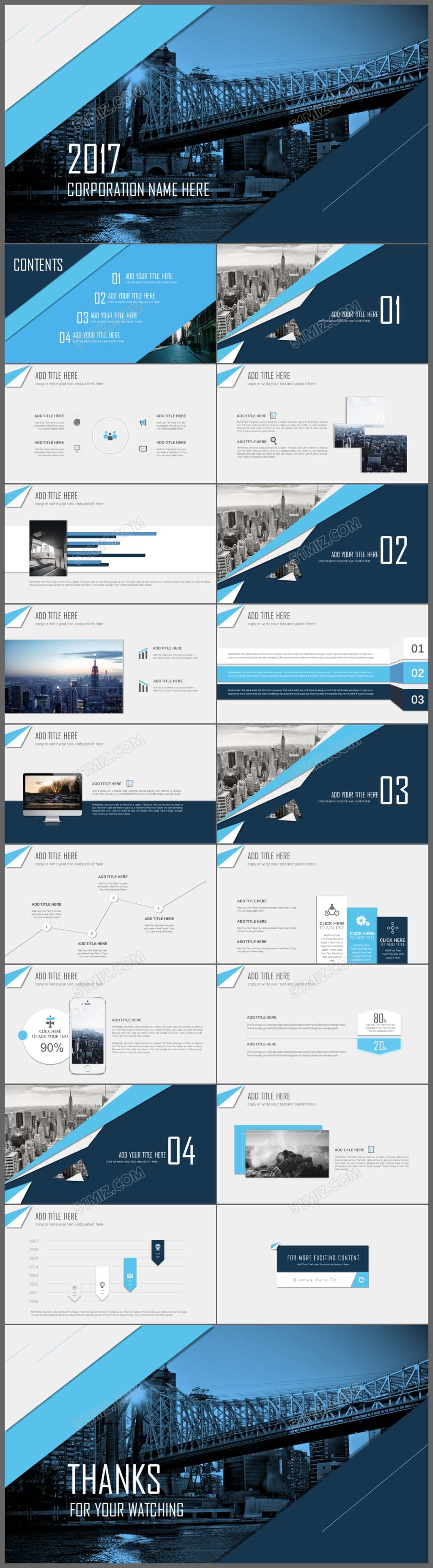 商务简约蓝色科技年度总结ppt模板
