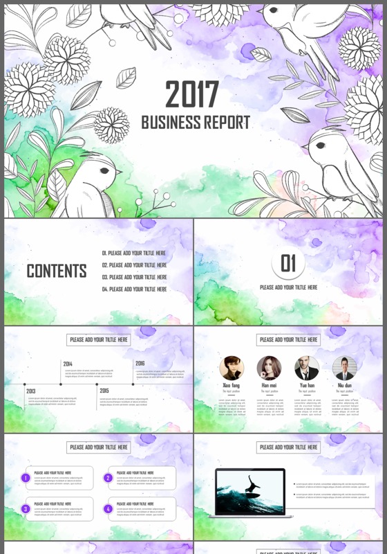 复古手绘商务通用总结计划ppt模板