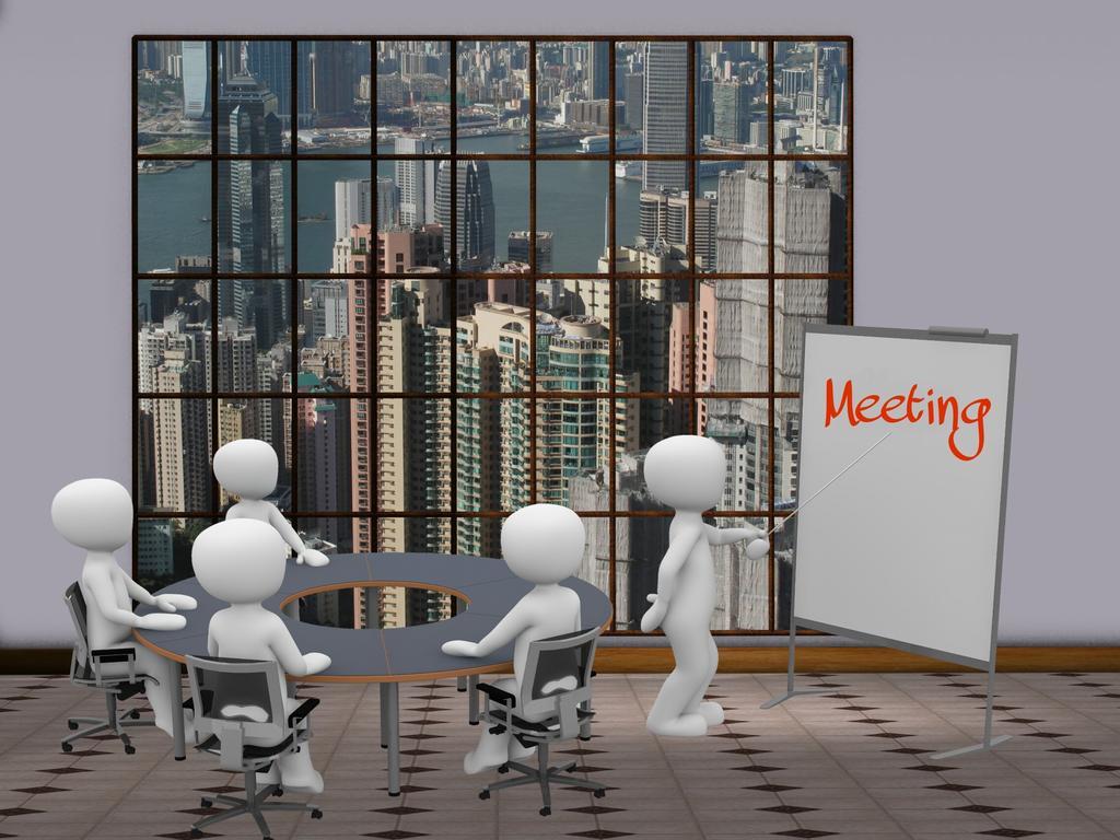 黑白团队卡通商务会议室内团地正在开会开会背景图片