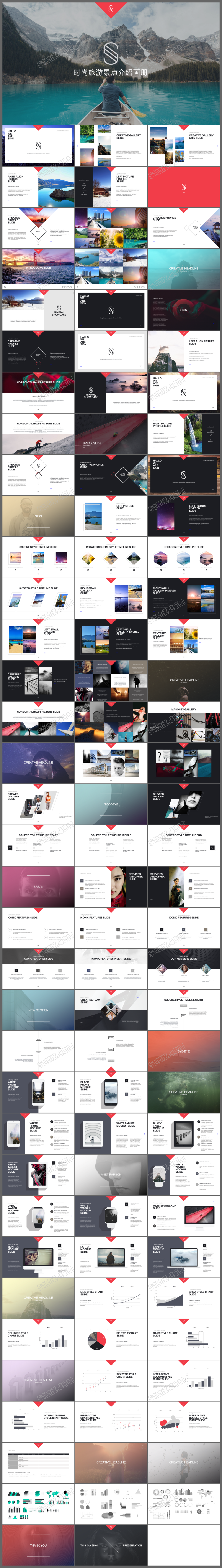 时尚旅游景点风景宣传介绍游记多图文画册摄影PPT模板
