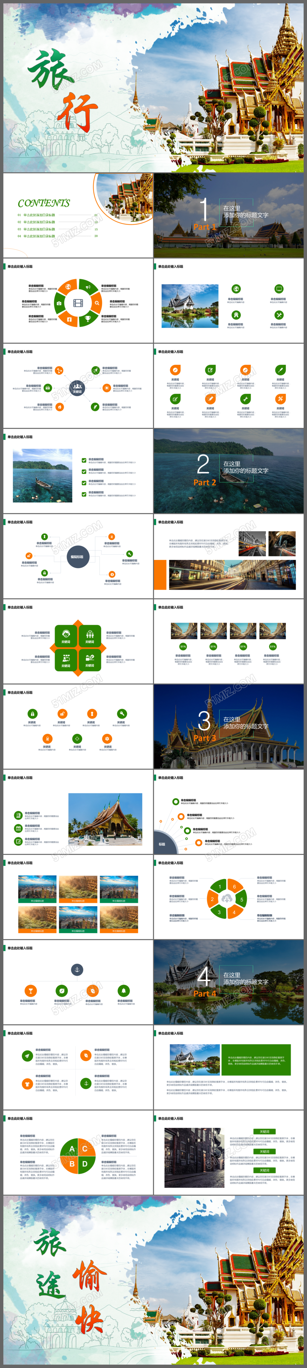 文艺唯美旅游相册旅行摄影电子相册企业宣传画册PPT模板