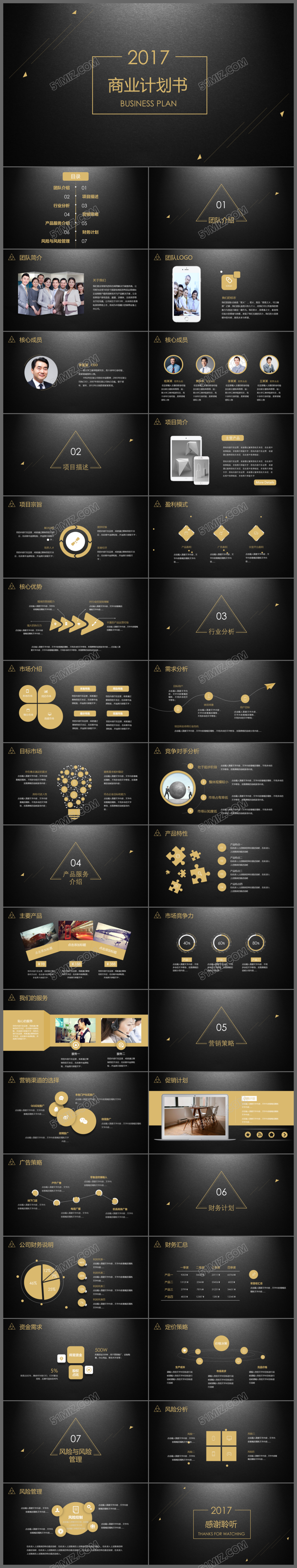 高端黑金创业融资商业计划书公司宣传项目投资合作ppt模版