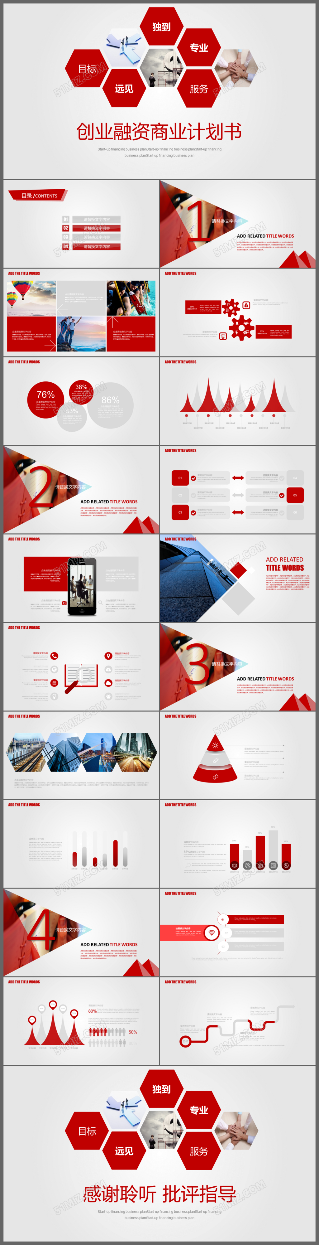 2017新年计划红色通用创业融资商业计划书PPT模板