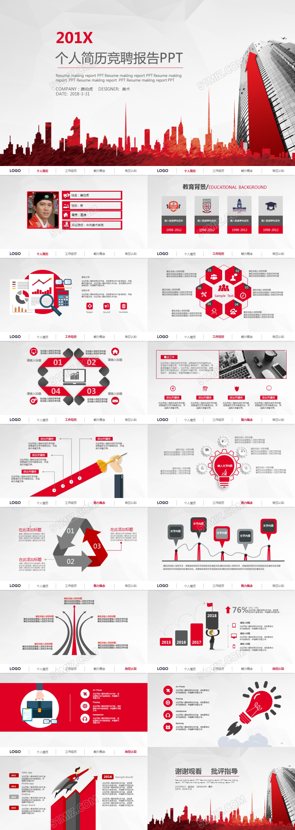 个人简历竞聘报告ppt