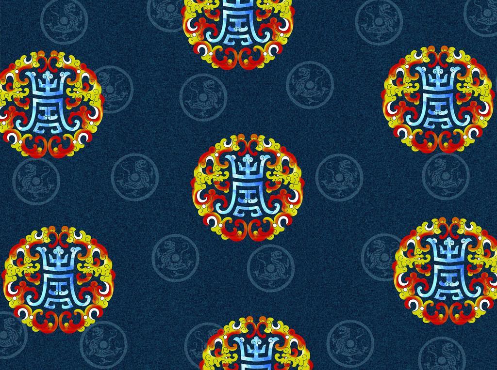 爱色纹理中国风的蓝底花纹纹理设计背景图片