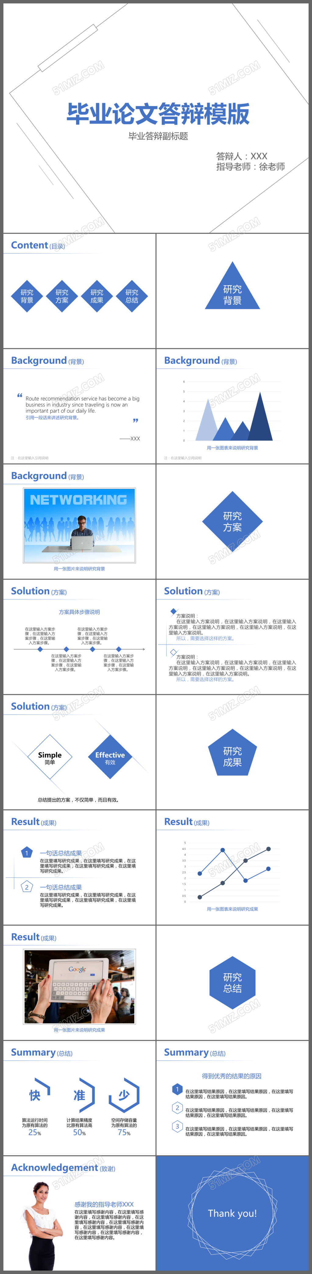 大气简约多边形背景毕业论文答辩开题报告ppt模板