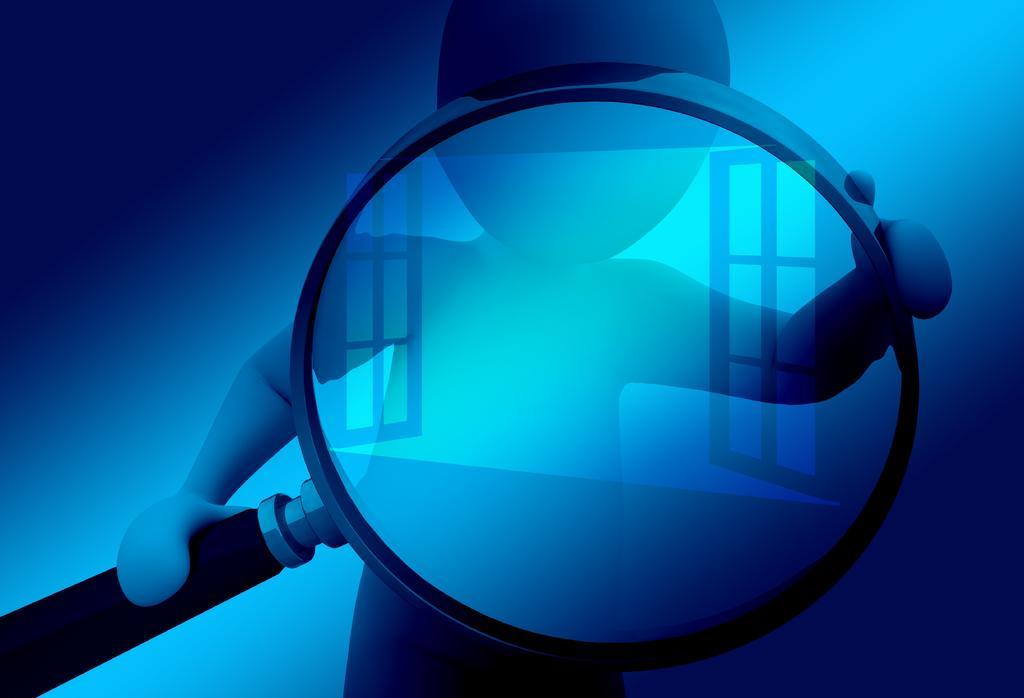 设计拿放大镜的小人图案背景图片