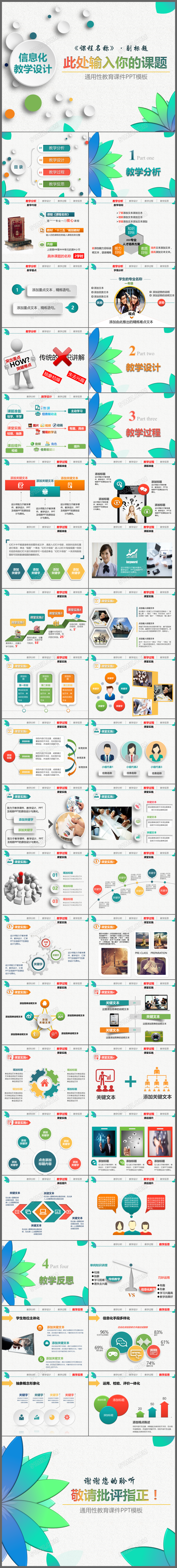 简洁大气信息化教学设计说课PPT课件模板
