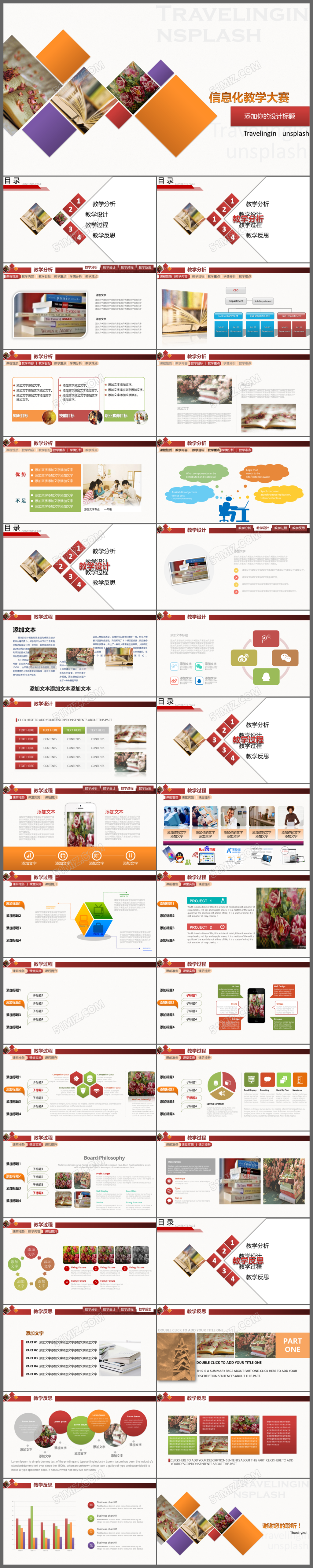 简约大气信息化教学设计动画模板说课PPT模板