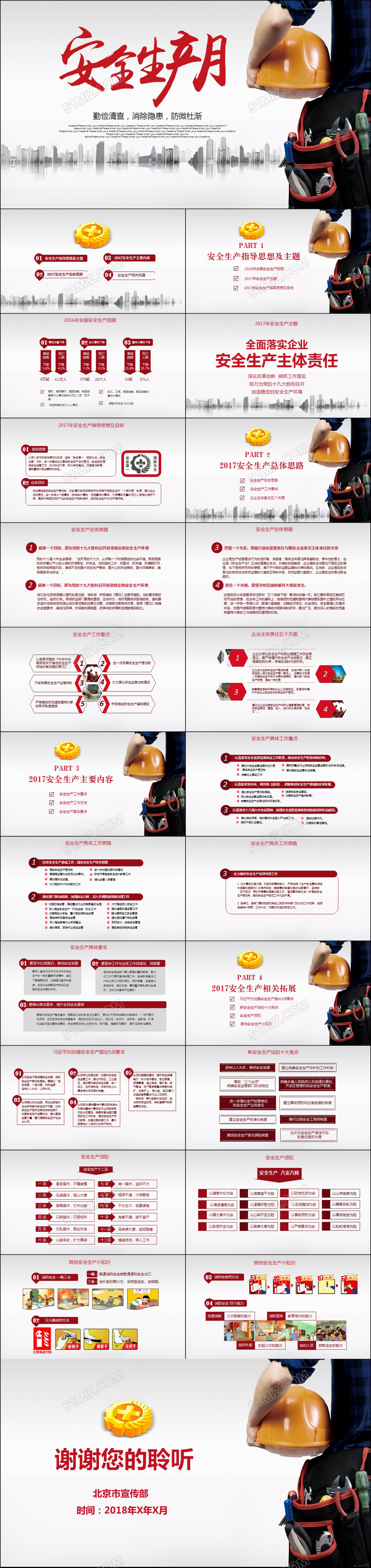 2017安全生产月宣传安全教育PPT
