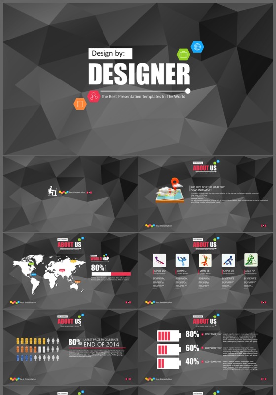 LOWPOLY抽象纹理大气商务简洁时尚总结汇报PPT模版
