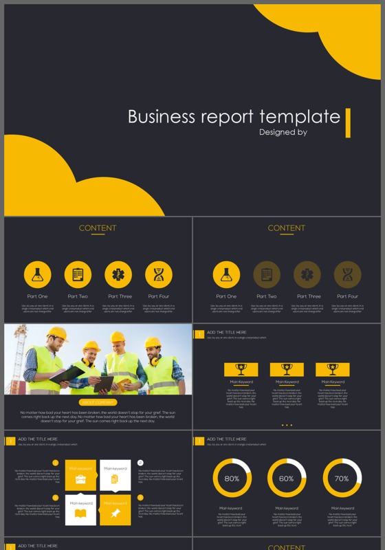 黑色黄色简约商务通用商业计划书销售总结PPT模板
