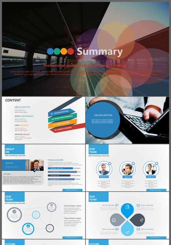简约欧美大气商务通用高档总结ppt模板
