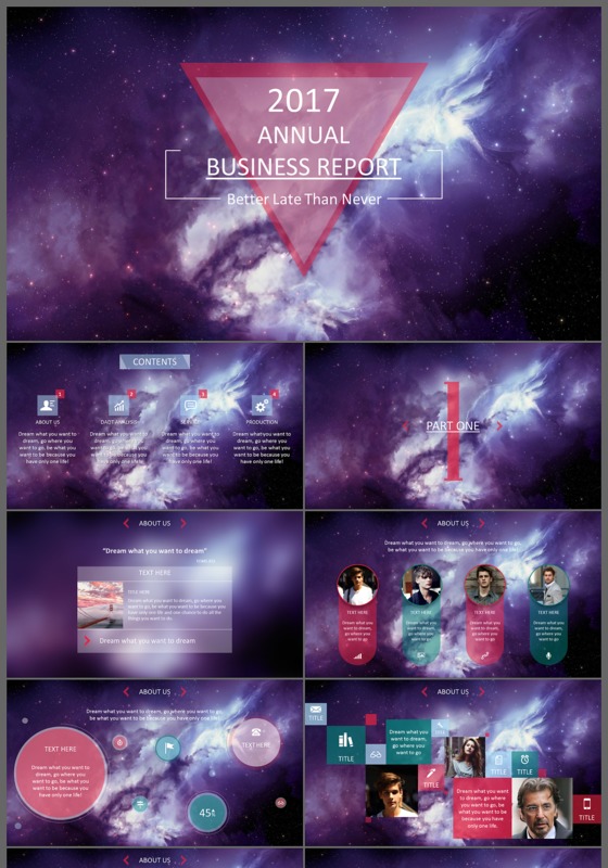 2017大气震撼星空商务ppt模版
