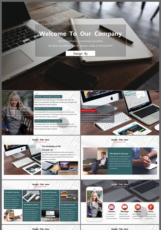 欧美办公商务2017年终总结ppt模板
