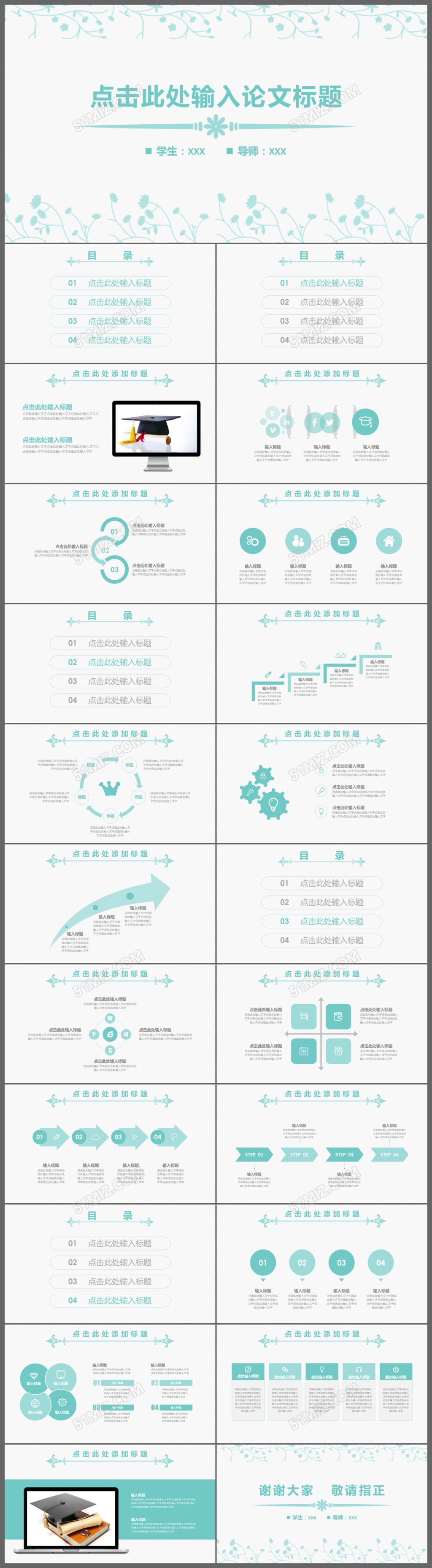 大气实用毕业答辩开题报告论文学术报告项目课题通用ppt模板
