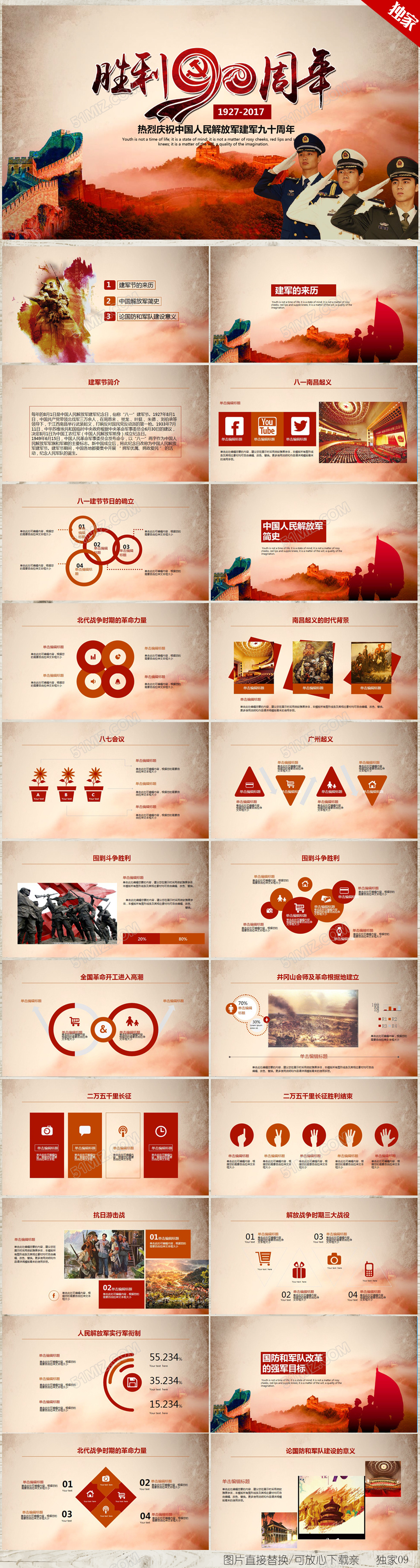 纪念90周年纪念八一建军节ppt