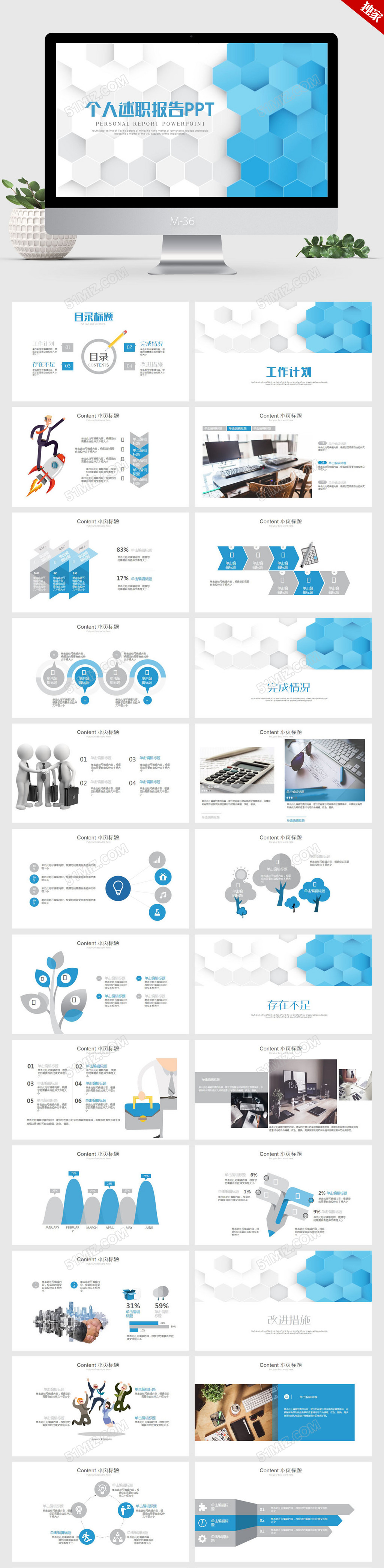 简约大气个性个人述职报告ppt动态模板
