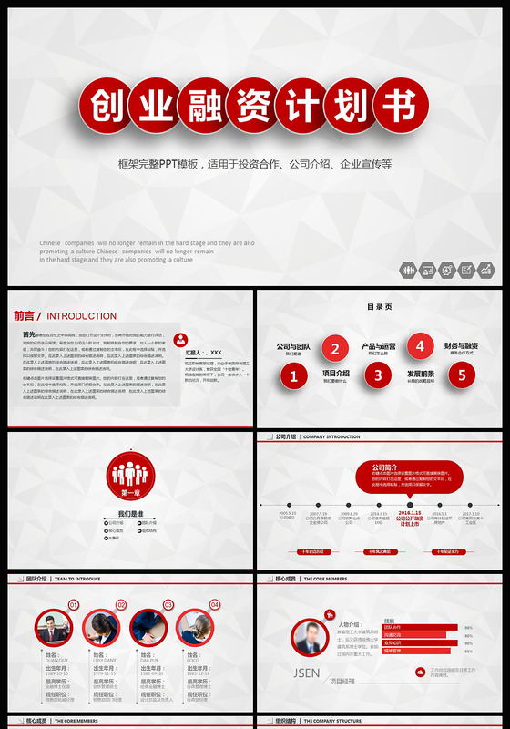 商业计划书PPT模板网站融资创业案例范文