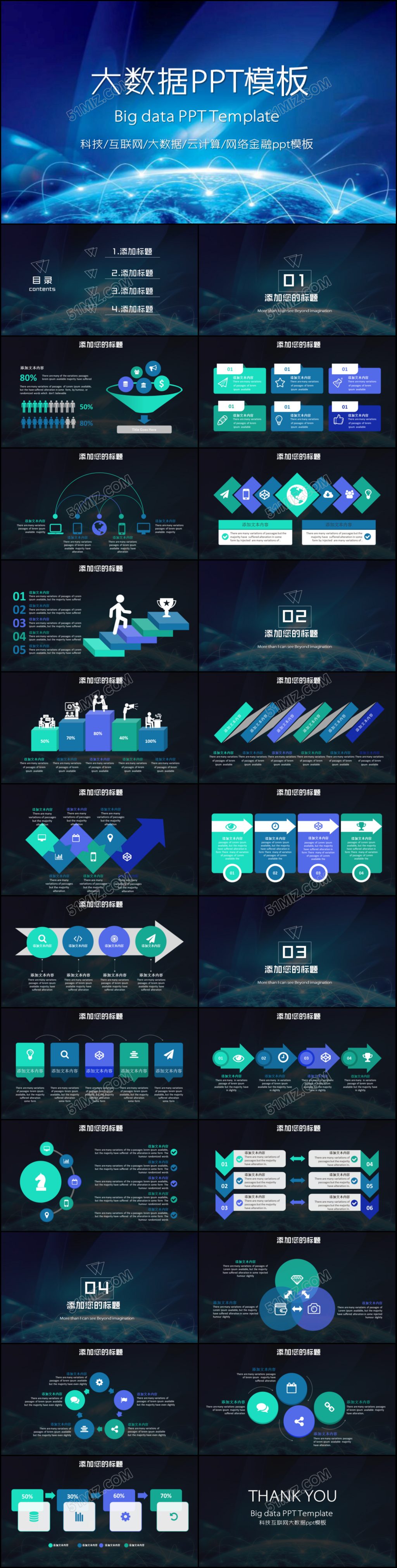 云计算互联网商务智能科技大数据PPT模板