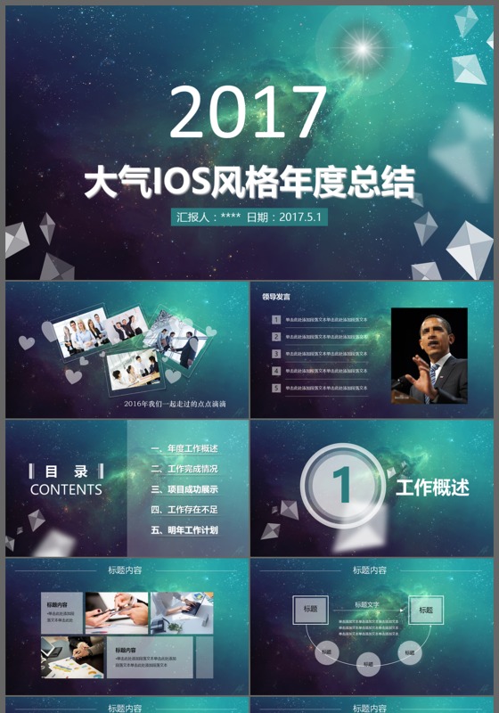 2017ISO大气星空年度总结PPT模板
