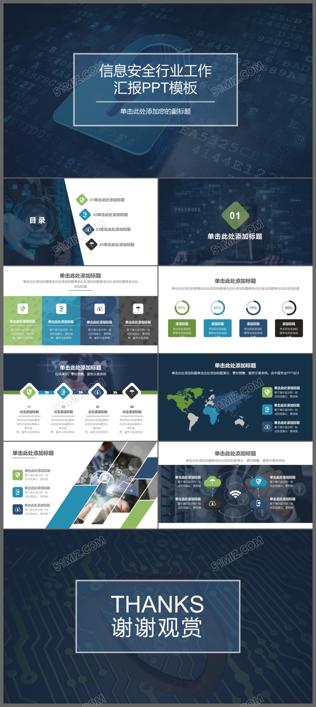 网络科技信息安全互联网云时代工作汇报PPT模板
