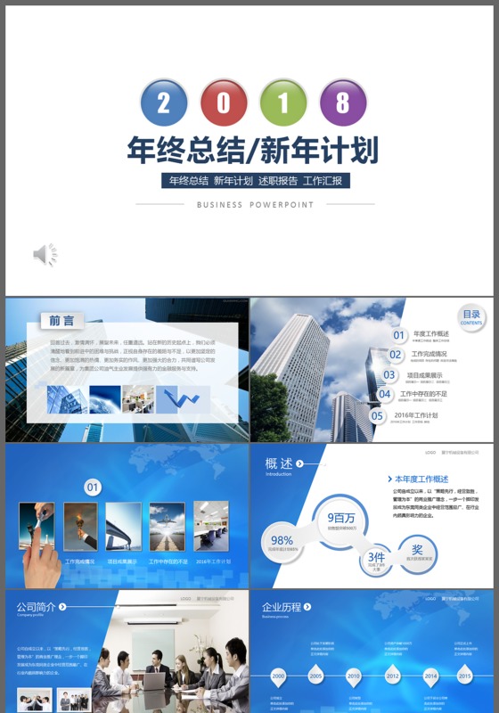 微粒体商务汇报年终总结暨工作计划PPT模板
