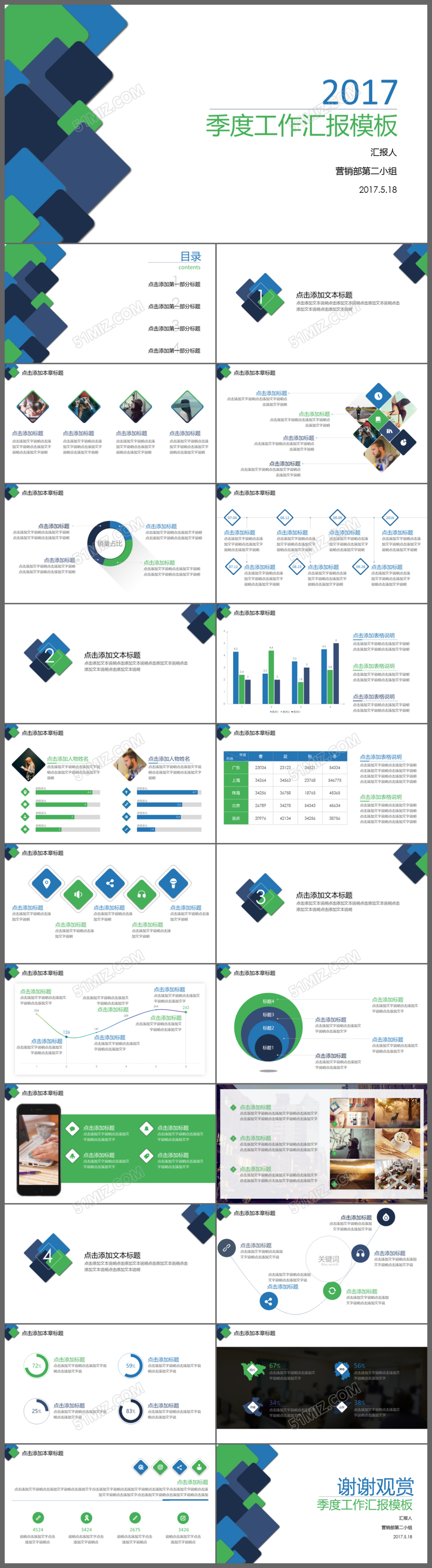 2017圆角矩形工作总结汇报动态PPT模板
