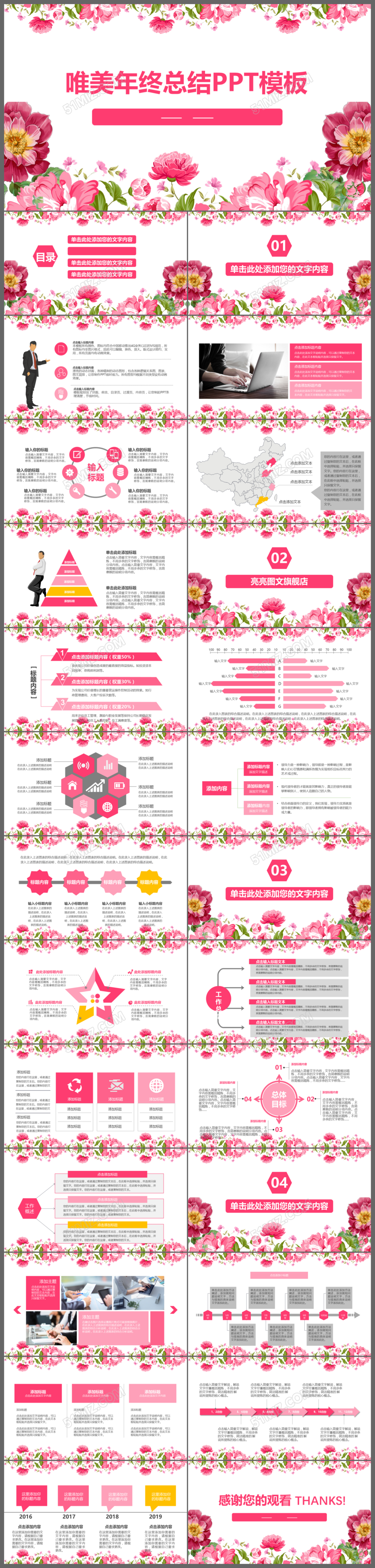 2017精致小清新唯美年终工作总结ppt模板
