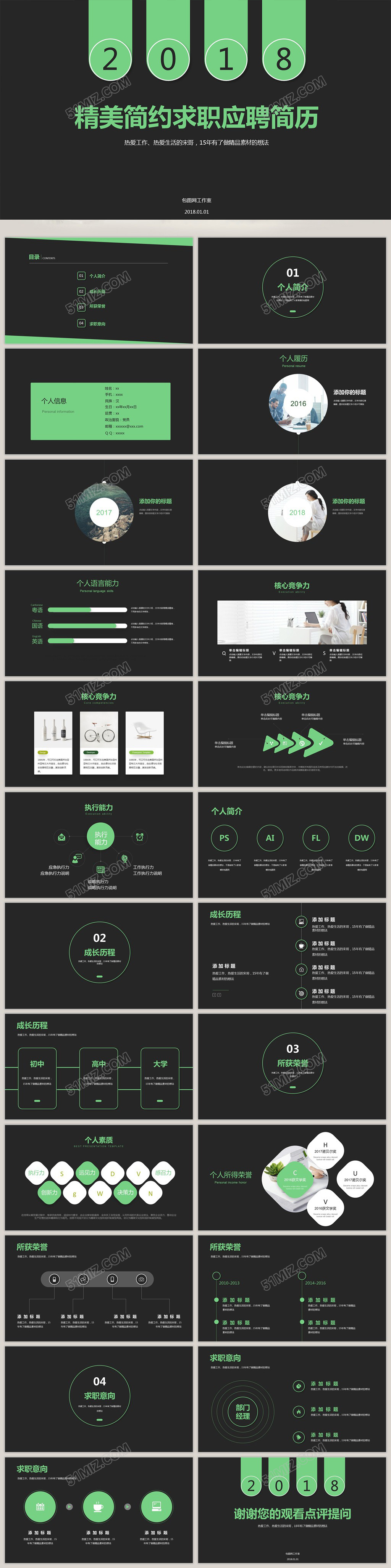 岗位竞聘个人简历职场面试PPT