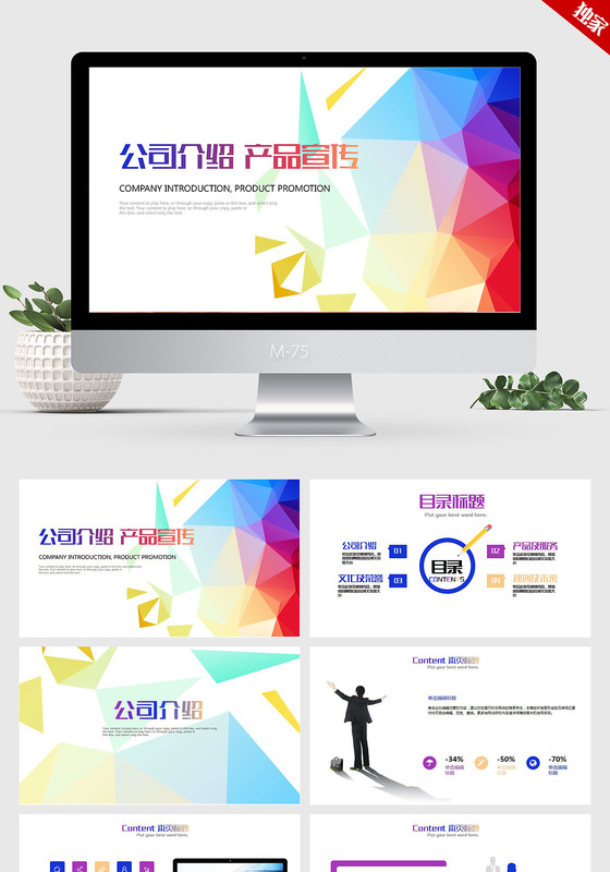 个性时尚简约公司介绍产品宣传ppt动态模板