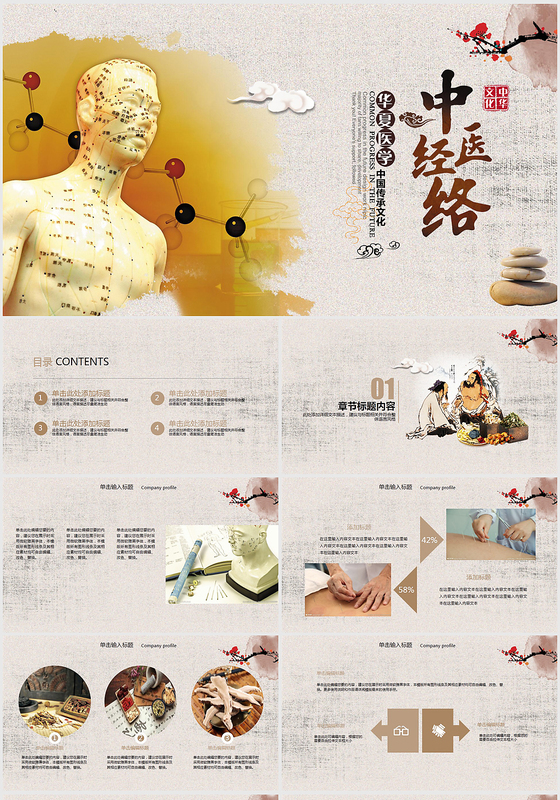 中医经络医学文化ppt动态模板