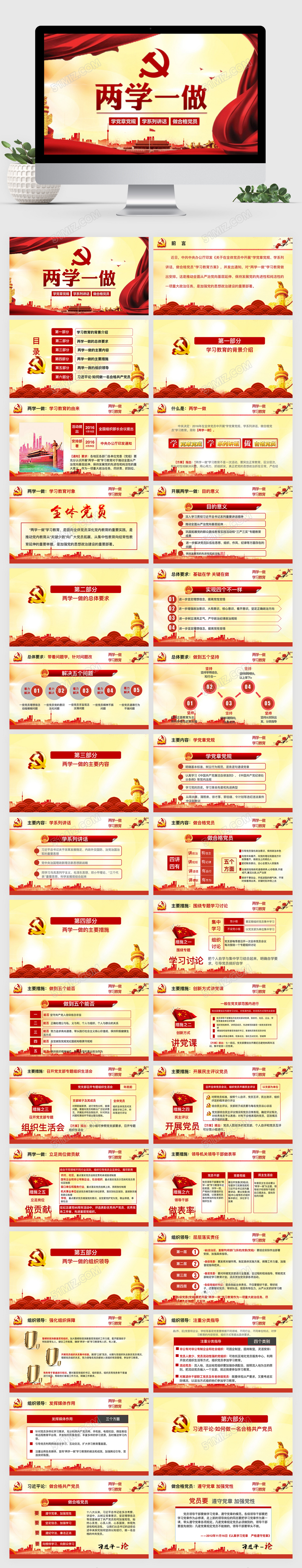 微党课两学一做学习教育党课keynote模板