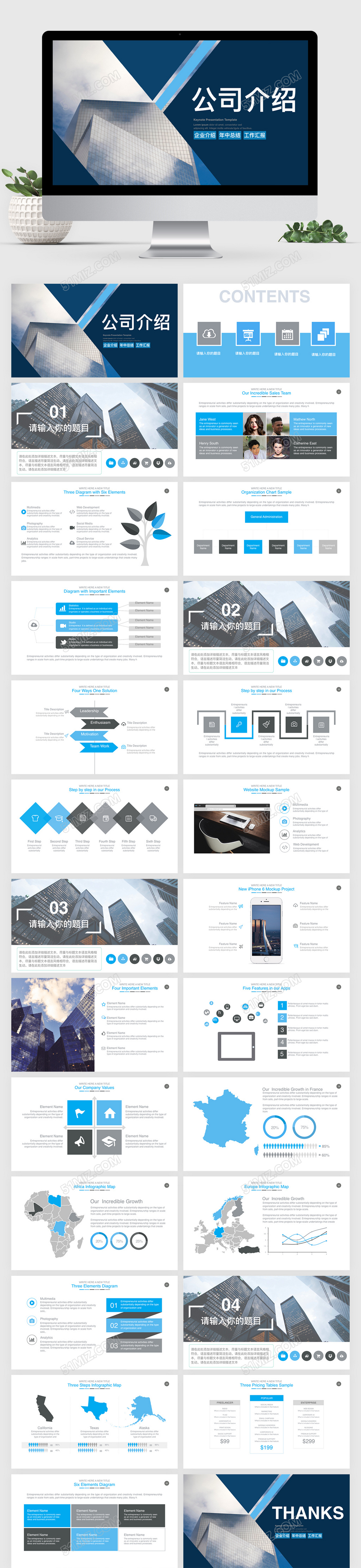 时尚简洁公司介绍keynote模板