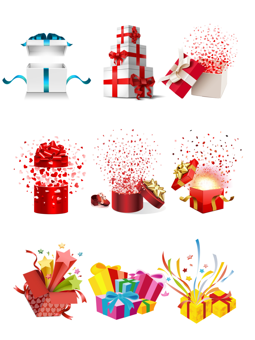 9款节日活动惊喜盒免扣png素材